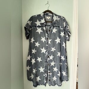 C&A Star Print Denim Shirt Dress